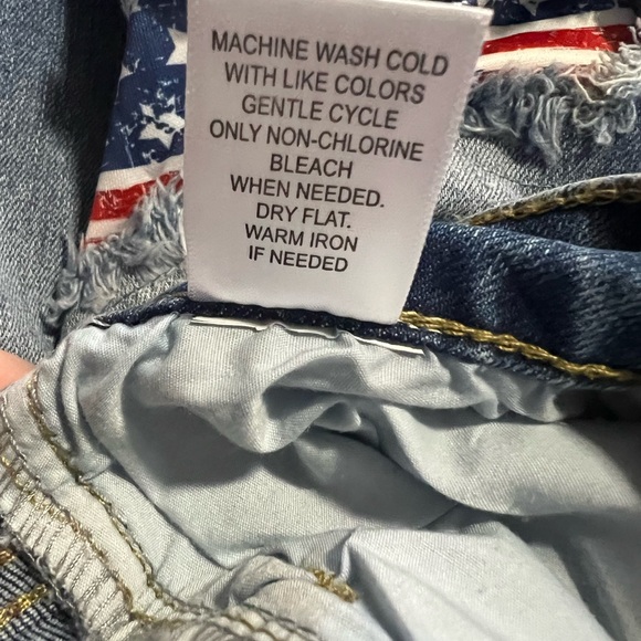 TRES CHIC patriotic distressed denim blend biker shorts S M L - Picture 5 of 11
